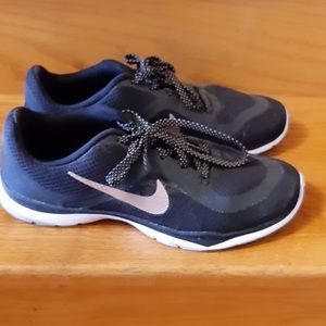 Nike flex running shoes. Black and rose gold.